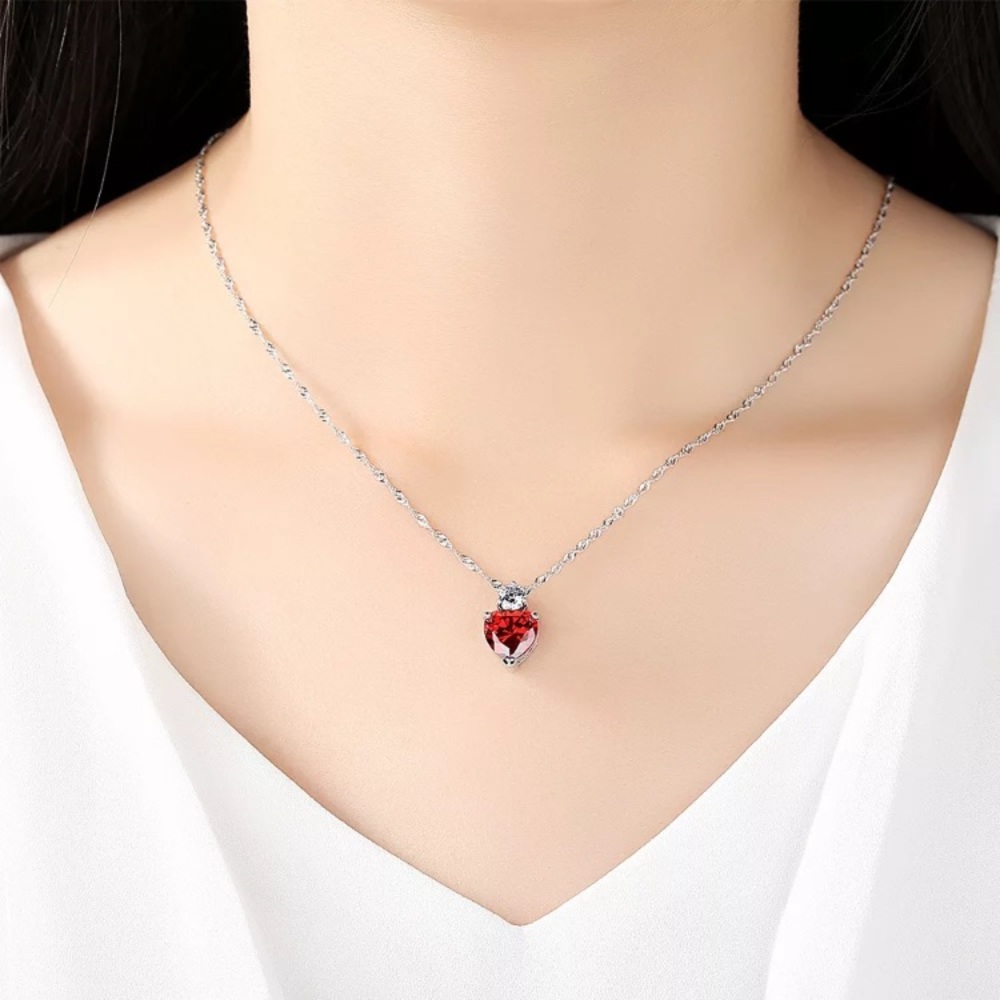 ❤️Jewelry set - necklace and earrings - red zircon - Picture 3 of 4